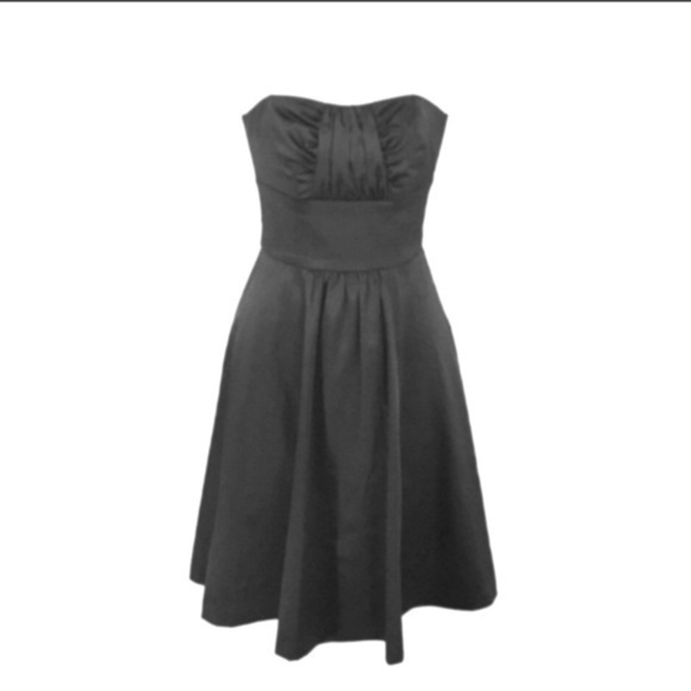 WHBM black strapless satin sheen aline dress X20